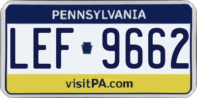 PA license plate LEF9662