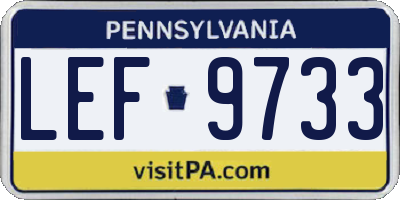 PA license plate LEF9733
