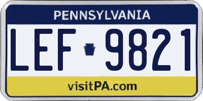 PA license plate LEF9821