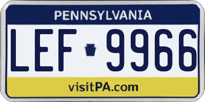 PA license plate LEF9966