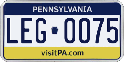 PA license plate LEG0075