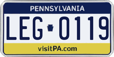 PA license plate LEG0119