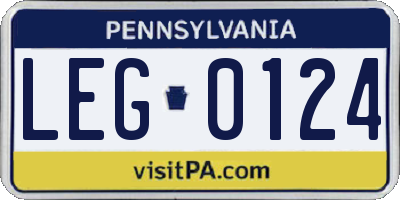 PA license plate LEG0124