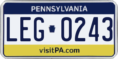 PA license plate LEG0243