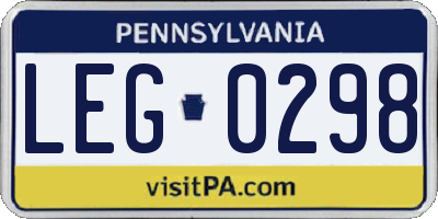 PA license plate LEG0298