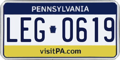 PA license plate LEG0619