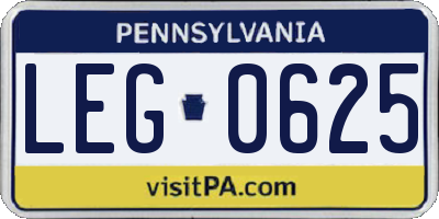 PA license plate LEG0625