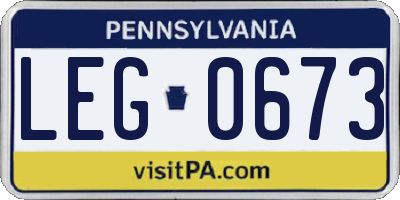 PA license plate LEG0673