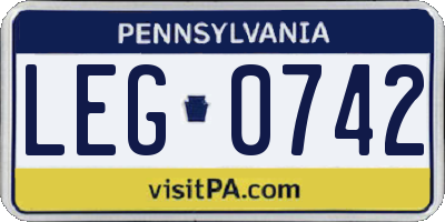PA license plate LEG0742