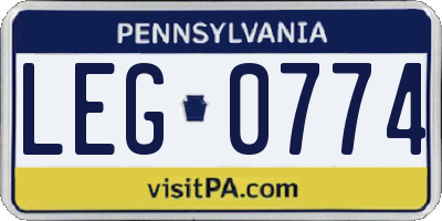 PA license plate LEG0774
