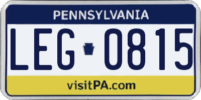 PA license plate LEG0815