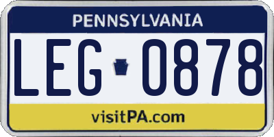 PA license plate LEG0878