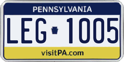 PA license plate LEG1005