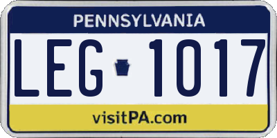 PA license plate LEG1017