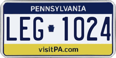PA license plate LEG1024