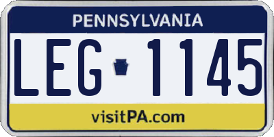 PA license plate LEG1145