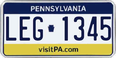 PA license plate LEG1345