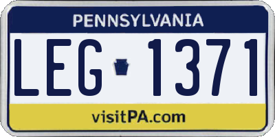PA license plate LEG1371