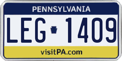 PA license plate LEG1409