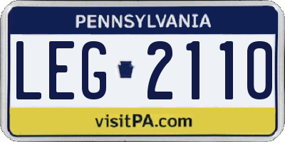 PA license plate LEG2110