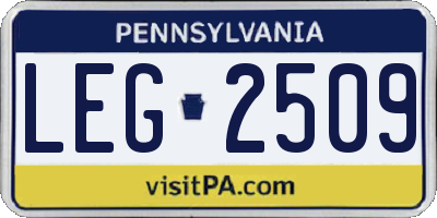 PA license plate LEG2509