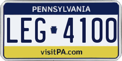 PA license plate LEG4100