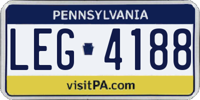 PA license plate LEG4188