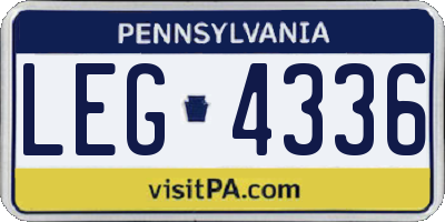 PA license plate LEG4336