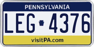 PA license plate LEG4376
