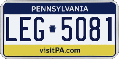 PA license plate LEG5081