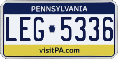 PA license plate LEG5336