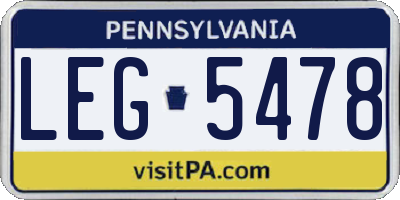 PA license plate LEG5478