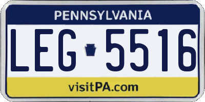 PA license plate LEG5516
