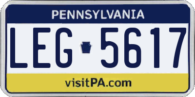 PA license plate LEG5617