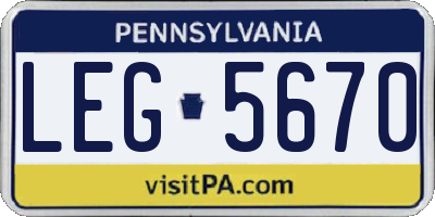 PA license plate LEG5670