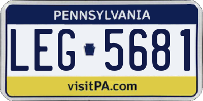 PA license plate LEG5681