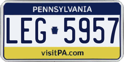PA license plate LEG5957