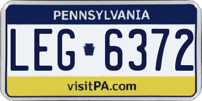PA license plate LEG6372