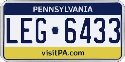 PA license plate LEG6433