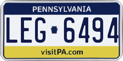 PA license plate LEG6494