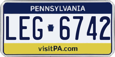 PA license plate LEG6742