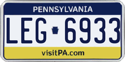 PA license plate LEG6933