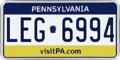 PA license plate LEG6994