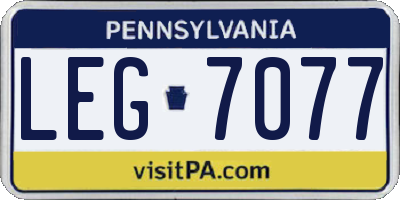 PA license plate LEG7077