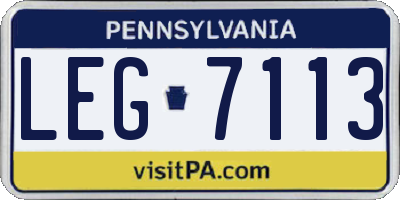 PA license plate LEG7113