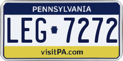 PA license plate LEG7272