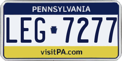 PA license plate LEG7277
