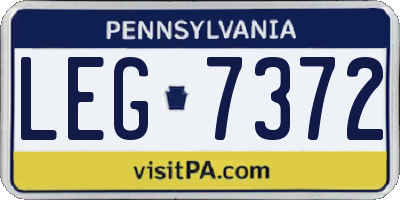 PA license plate LEG7372