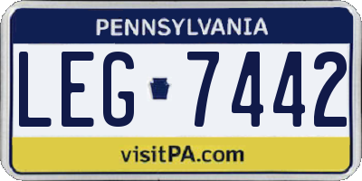 PA license plate LEG7442