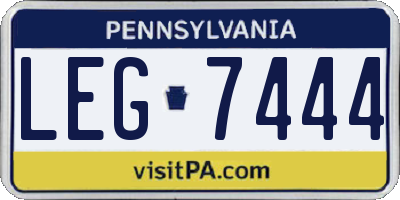 PA license plate LEG7444